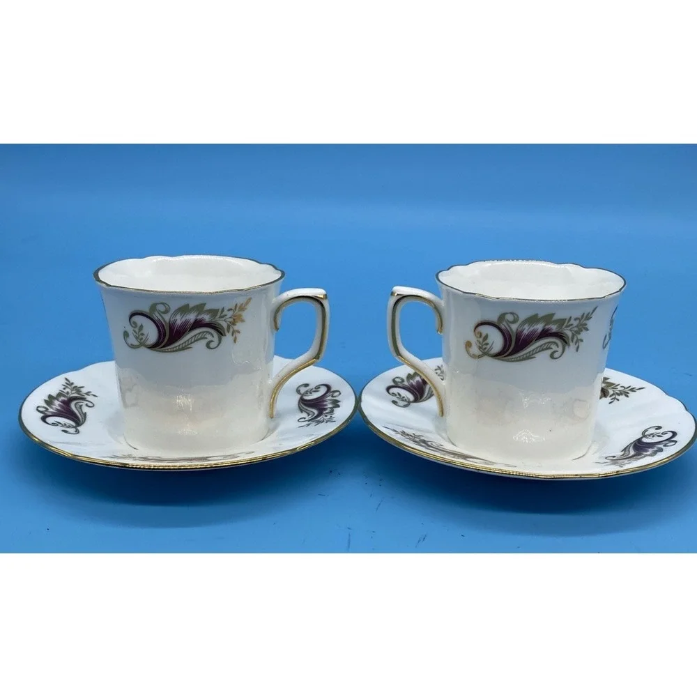 Fine Bone China HANKOOK~  England Original‎ Tech ~ Cup/Saucer Set ~ Leaf Motif
